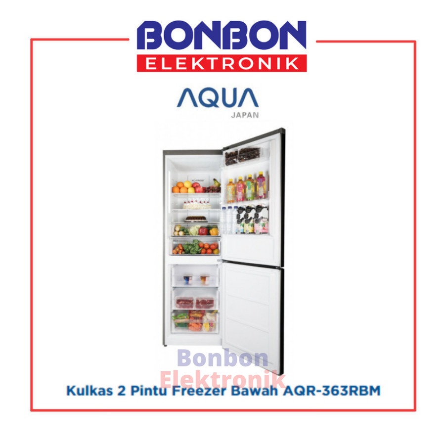 AQUA Kulkas 2 Pintu Bottom Freezer AQR-363RBM / AQR 363 RBM