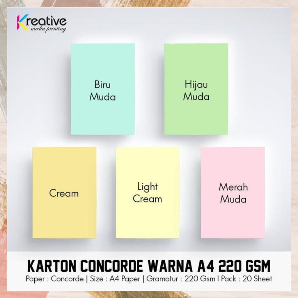 

Karton Concorde Warna (A4 / 220 Gsm / 1 Pack = 20 Lbr) - Merah Muda