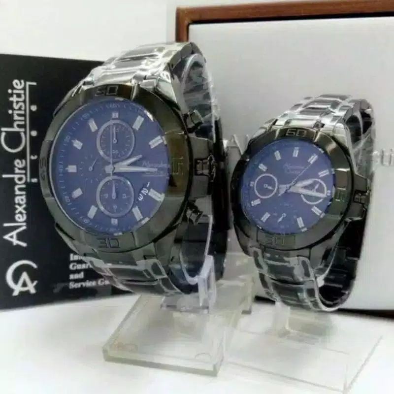 Alexandre Christie Couple Ac 6224 Full Black/Alexandre  Pasangan Ac 6224 Black Garansi Resmi 1 Tahun