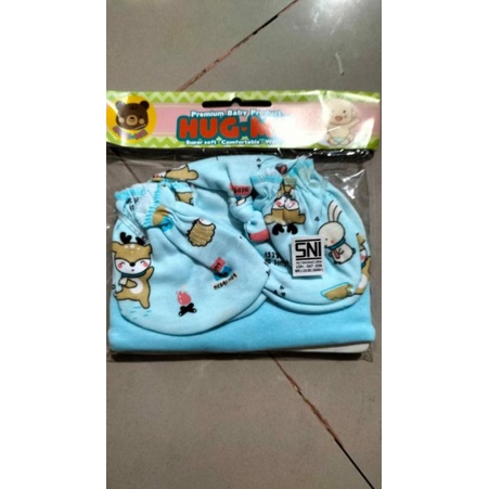 TOPI SET SARUNG TANGAN &amp; KAKI BAYI MERK HUG-ME PREMIUM