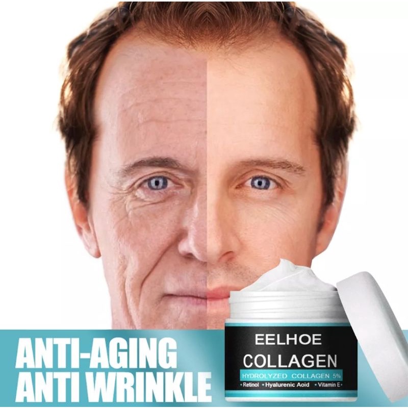 EELHOE COLLAGEN KRIM ANTI PENUAAN KRIM WAJAH PELEMBAB ASAM HYALURONIC ANTI KERIPUT  PEMUTIH KOLAGEN PRIA-50gr