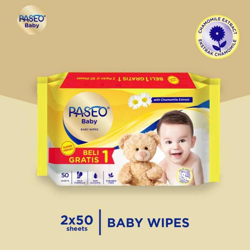 Paseo Baby Wipes 50's