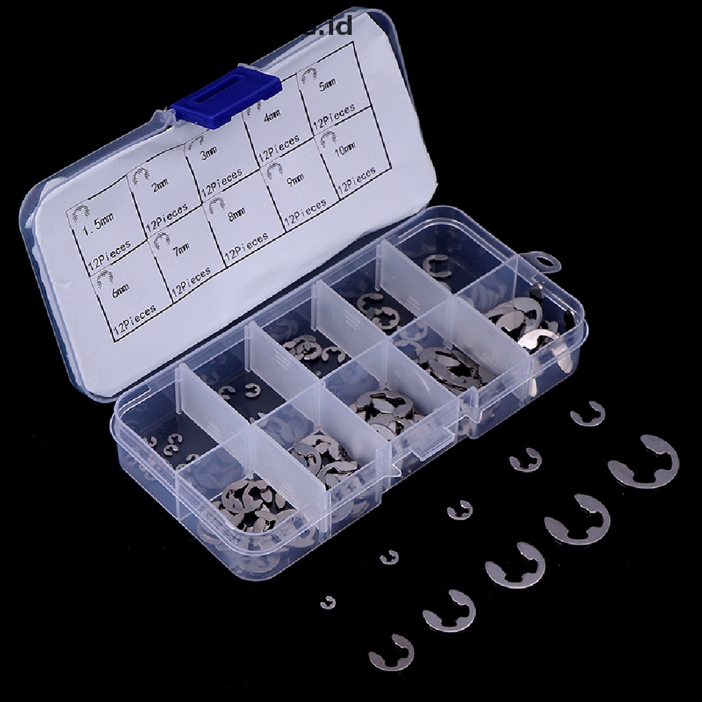[birth] 120Pcs/Box 304 Stainless Steel E-Clip Retaining Circlip Assortment Kit M1.5~M10 [ID]