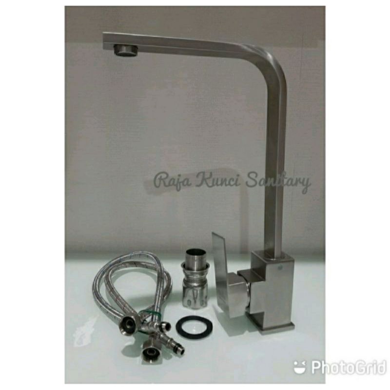 Paket Lengkap Kitchen Sink Onan 8245 Stainless+Kran Kotak Segi Panas Dingin Stainless SUS 304