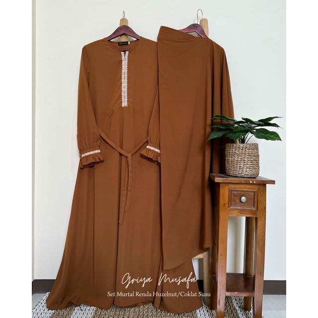 Set Gamis Murtal Polos Renda/ Set Gamis Wolfis / Set Gamis Murah