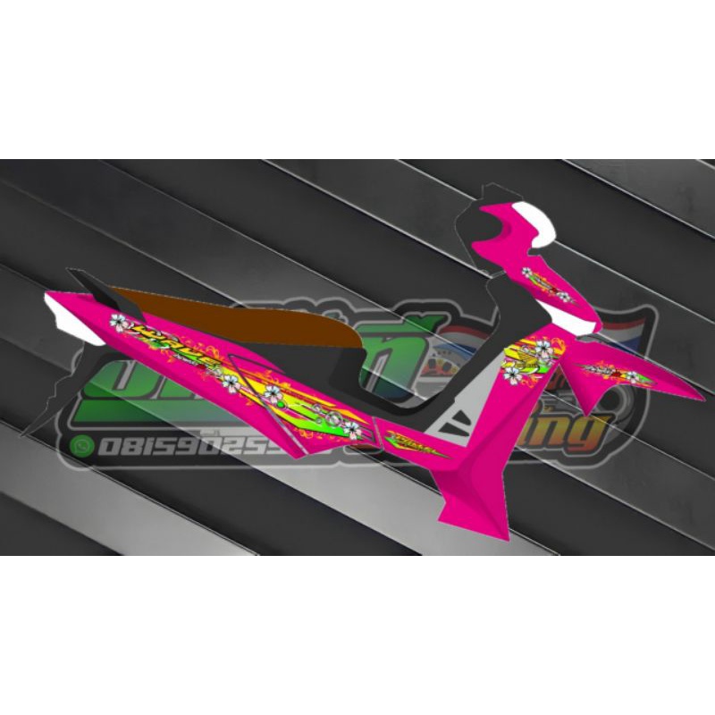 STRIPING SUPRA X 125 WAVE TRANSPARAN HOLOGRAM FLORAL KLOP