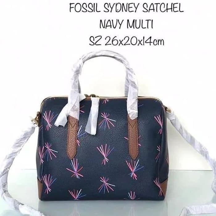 fossil sydney satchel navy multi