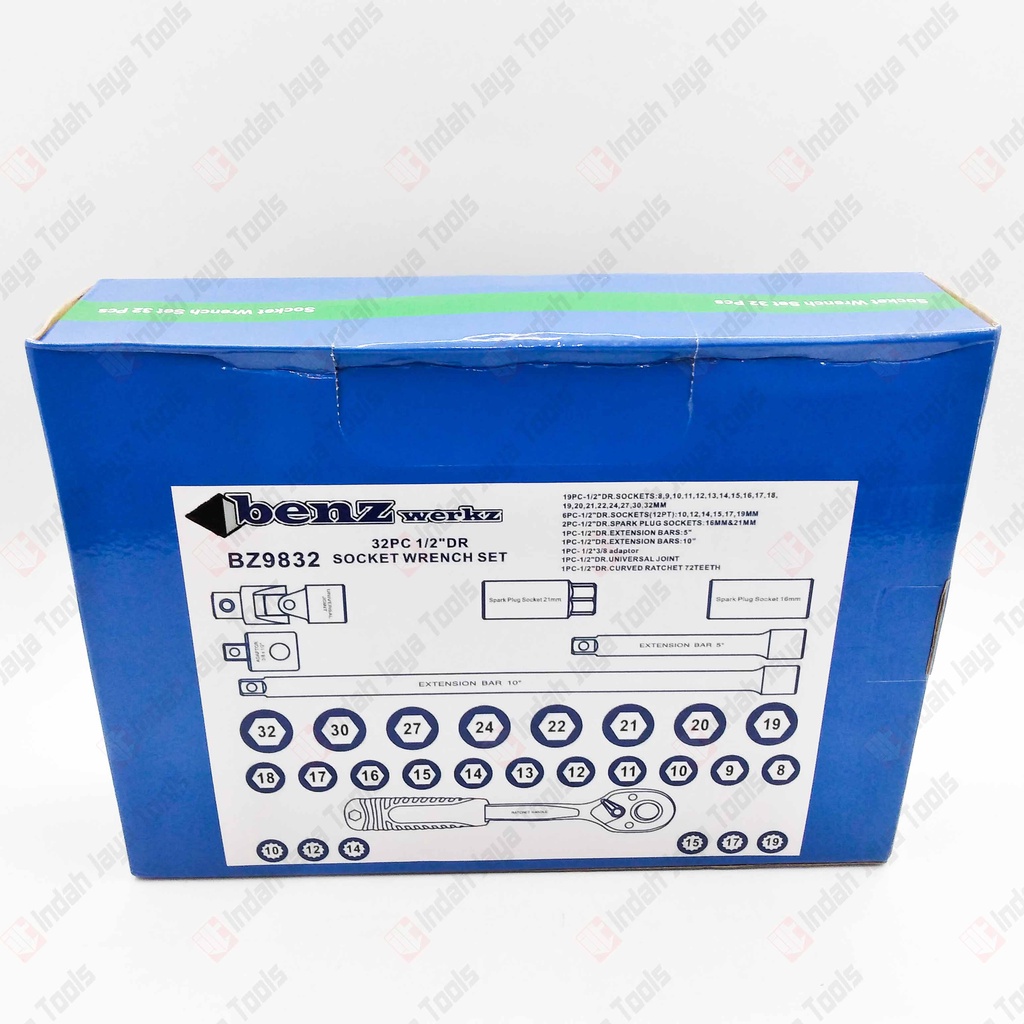 BENZ BZ-9832 Kunci Sok Set 32 Pcs 1/2 inch - Socket Sock Mata Sok Set