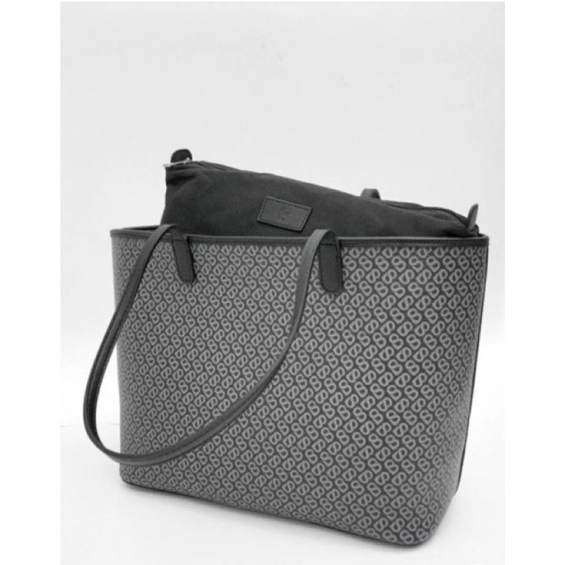 Izzy canvas tote Bag Buttonscarves Navy dan Black