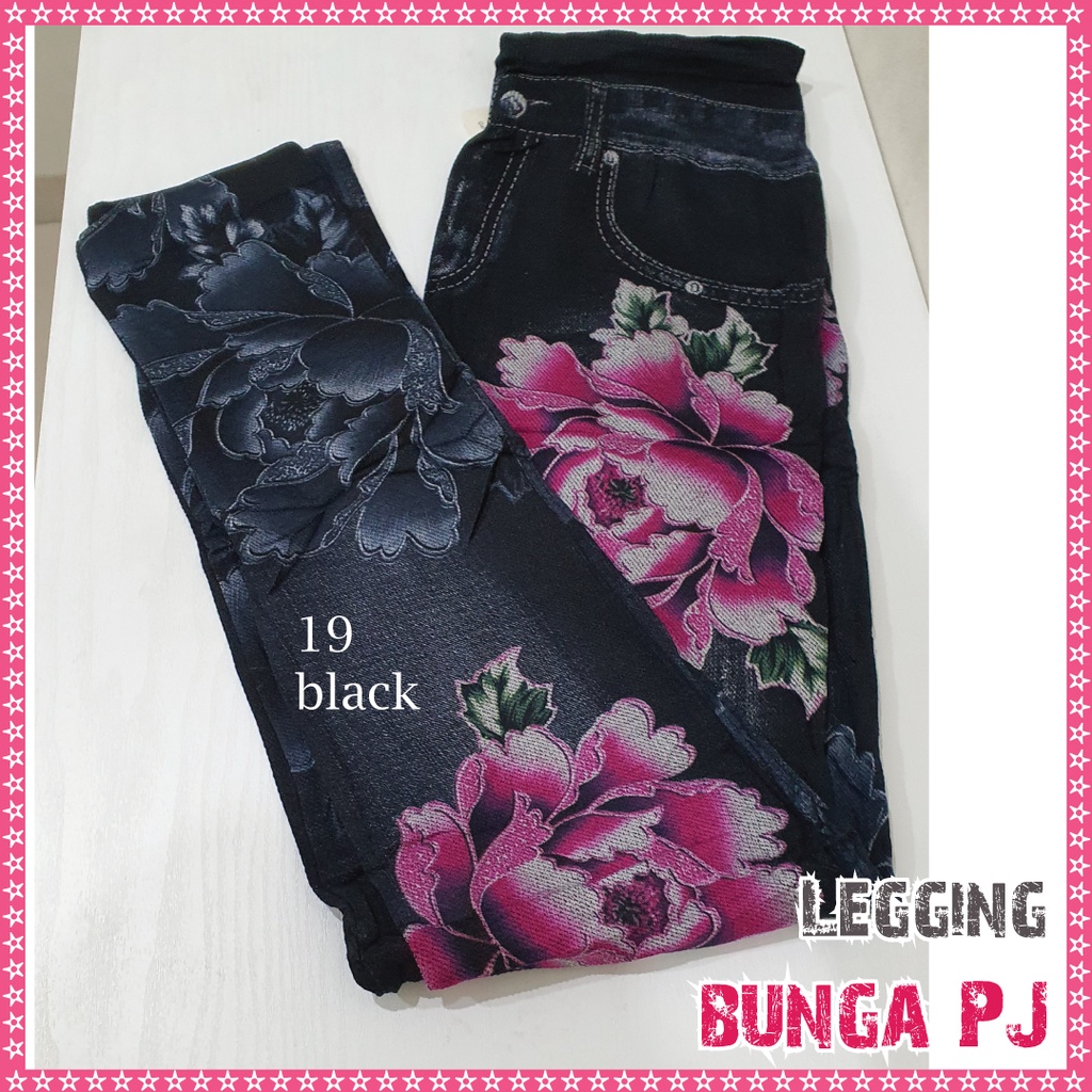 legging Jeans Bunga # 19 / Legging Bunga Wanita / Legging Jeans Wanita