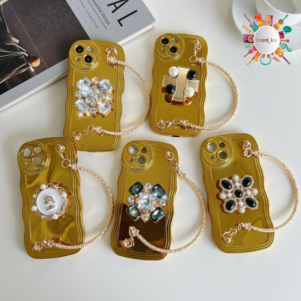 GC25 - GC29 Case Wave Model Tas Jinjing Popsocket 3d Stand Gold For Iphone 13 Pro Max DA3642
