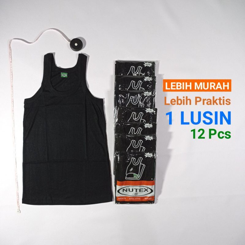 1 lusin singlet pria hitam polos termurah | sporot nutex hitam pria dewasa