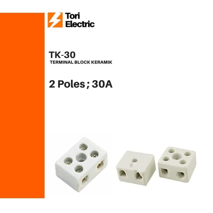 Terminal Keramik 30A 2 pole Terminal Tahan Panas 2P Terminal Block