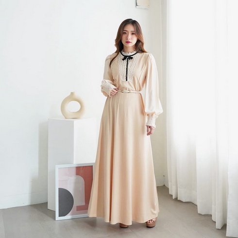 HOPYLOPY - Maxi Dress Wanita Terbaru Kekinian Tritania Import ( Free Belt )