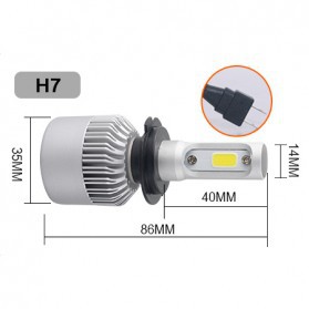 Lampu Mobil LED COB Headlight 8000LM H7 S2 Chip 2 PCS - Silver