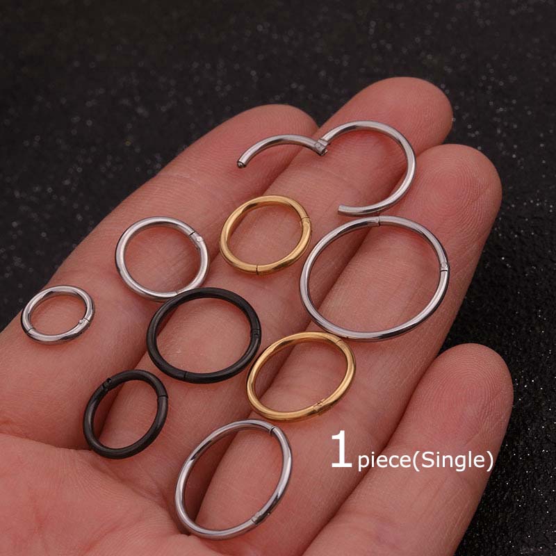 1Piece 6mm to 16mm 16G Stainless Steel Clicker Ring Hoop Nose Piercing Helix Cartilage conch Earring