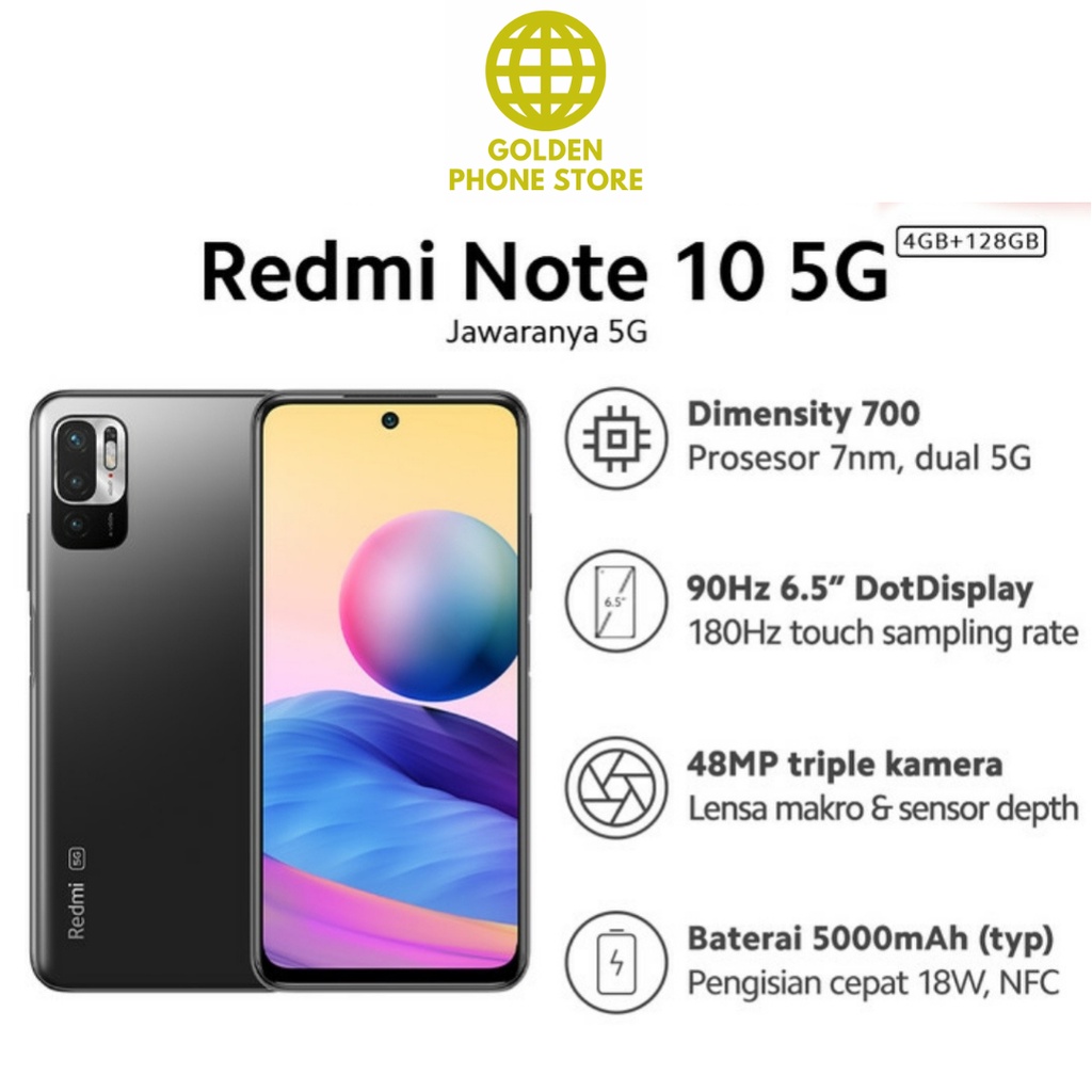 Xiaomi Redmi Note 10 5G (4G/128GB) Dimensity 700, 48MP Triple Kamera, Layar 6.5” 90Hz-2