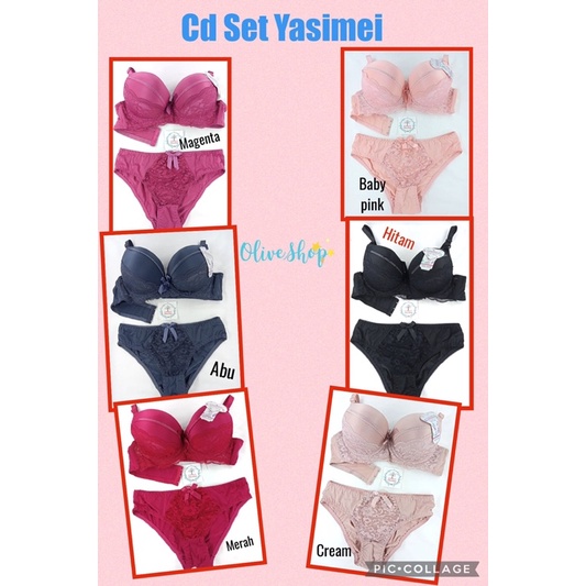 OliveShop ❤️ Set Bra BH Push Up Cup Tebal Celana Dalam Renda Lace Sexy Satu Set Yasimei Diamond