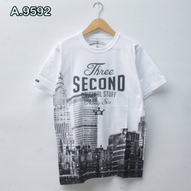 Kaos Tshirt 3second Fullprint Lengan Pendek Pria Putih Cotton - Murah Berkualitas - A9592