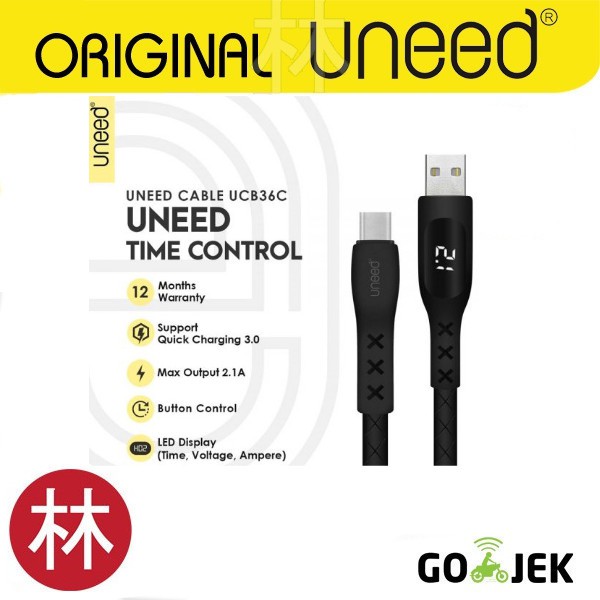 UNEED UCB36C Time Control Kabel Data Type C Quick Charge 3.0 Max 2.1A