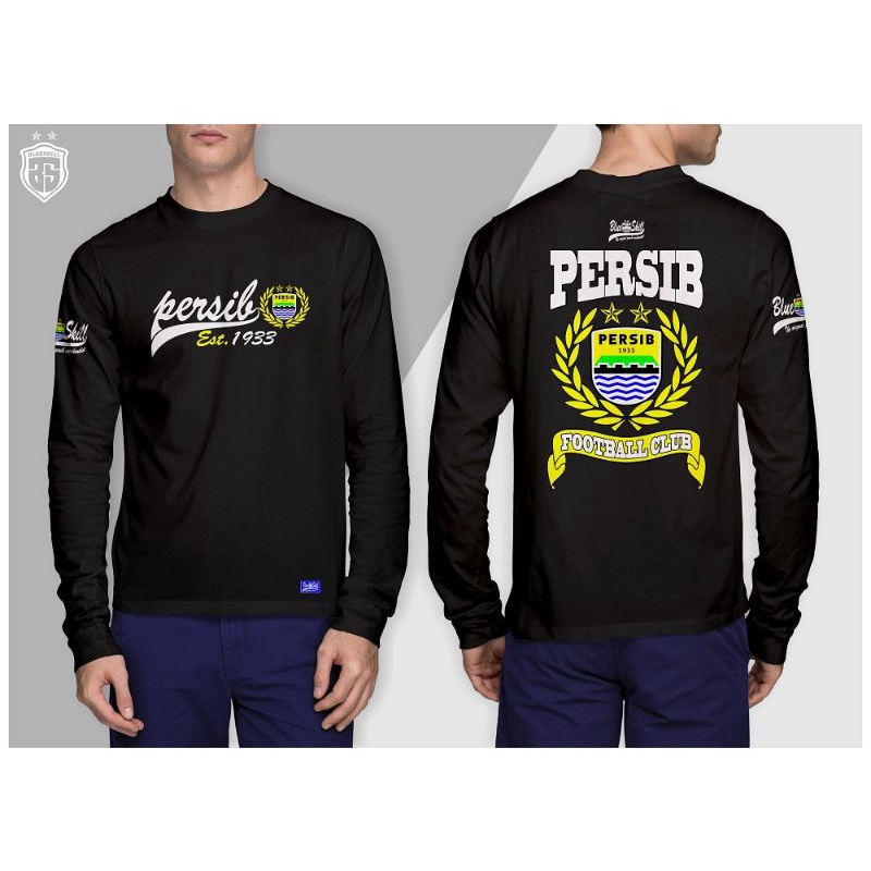 Kaos persib panjang persib est 1933 pria &amp; wanita / pakaian dewasa / atasan dewasa / baju tangan panjang dewasa / kaos panjang originalblueskill