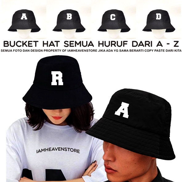 Topi Bucket Abjat Huruf Teks Alphabet A B C D E F G H I J K L M N O P Q R S T U V W X Y Z Wanita Pria Unisex Buckethat Premium Distro