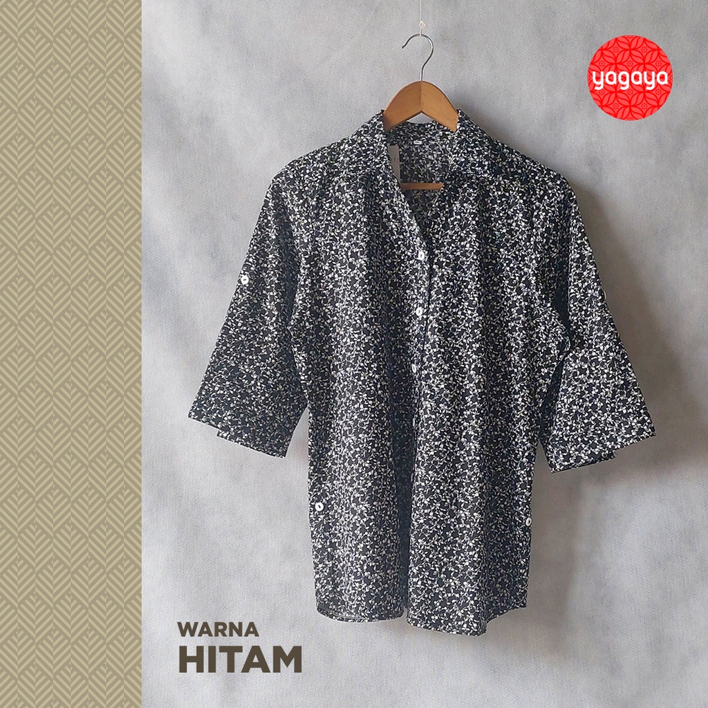 Baju Atasan Blouse Wanita Kemeja Katun Motif Bunga Ukuran Besar