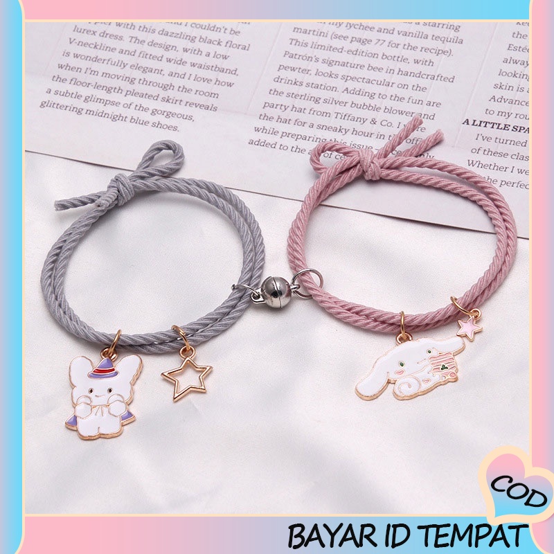 COD✨2Pcs/1Pasang Gelang Couple Magnet Wanita Tali Menenun Attract Persahabatan Tangan Wanita Bracelets Adjustable