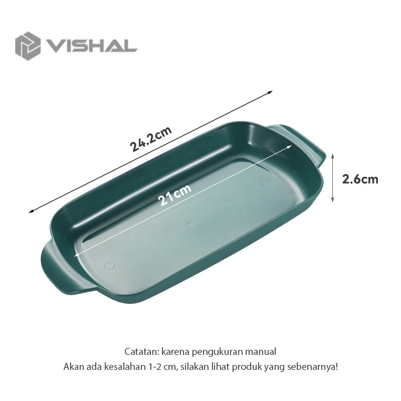 VISHAL Nampan Makanan Plastik / Food Tray Wheat Straw Piring Persegi Panjang / Piring Gulung Usus / Piring Plastik VS-82