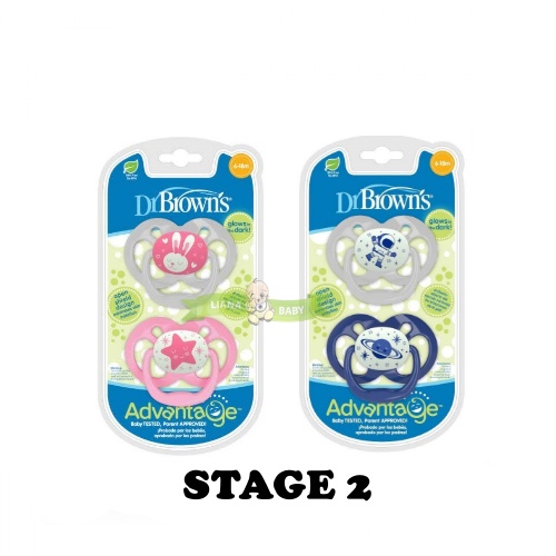 BOSU333 EMPENG DR BROWNS ADVANTAGE PACIFIER GLOW IN THE DARK ASSORTED ISI 2