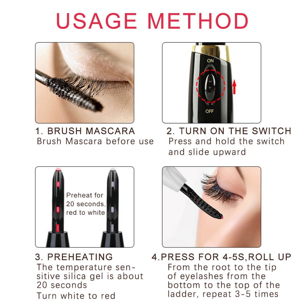 Setrika Bulu Mata Auto Lentik Electric Eyelash Curler hasil tahan lama Aman tidak membuat mata terkena panas penjepit bulumata pelentik elektronik heat bulu mata Electric Eyelash Curler Makeup Long-lasting Curling Perm Heating Eyelash Curling Brush Iron