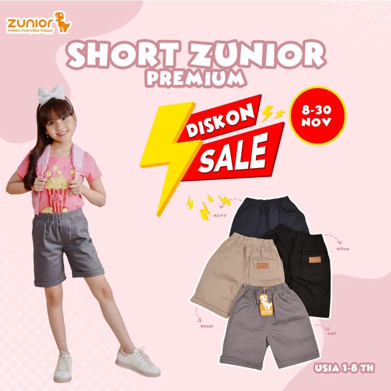 Celana Pendek Anak Zunior Premium 4 Varian Warna 1-9 Tahun