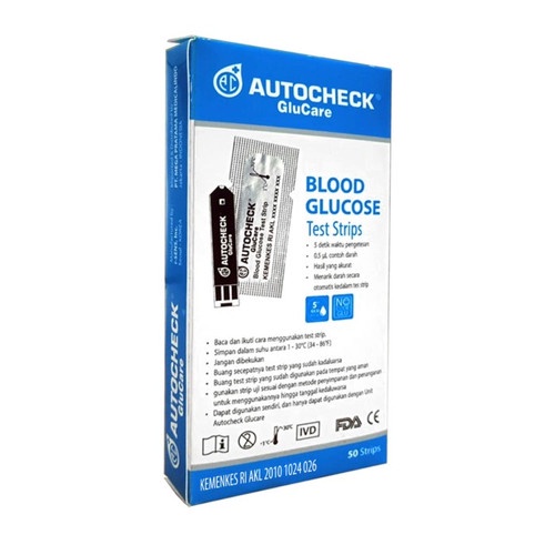Strip Stik Gula Darah Glucare Test Glukosa Autocheck Isi 50