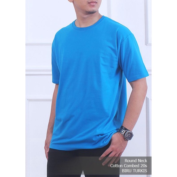 Kaos polos BIRU TURKIS