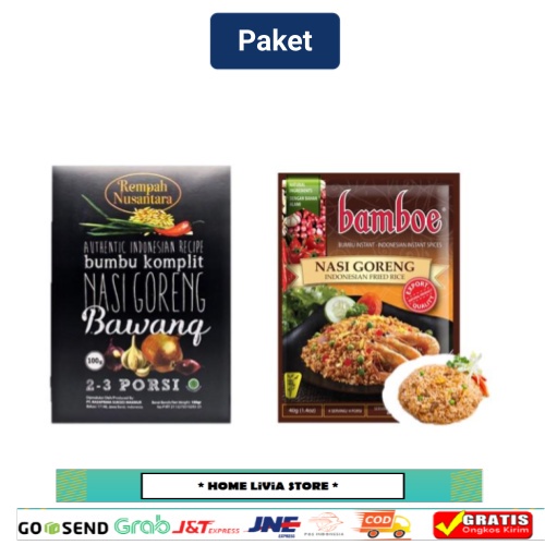 

Rempah Nusantara Bumbu Nasi Goreng Bawang 100 g + Bamboe Bumbu Nasi Goreng 40g