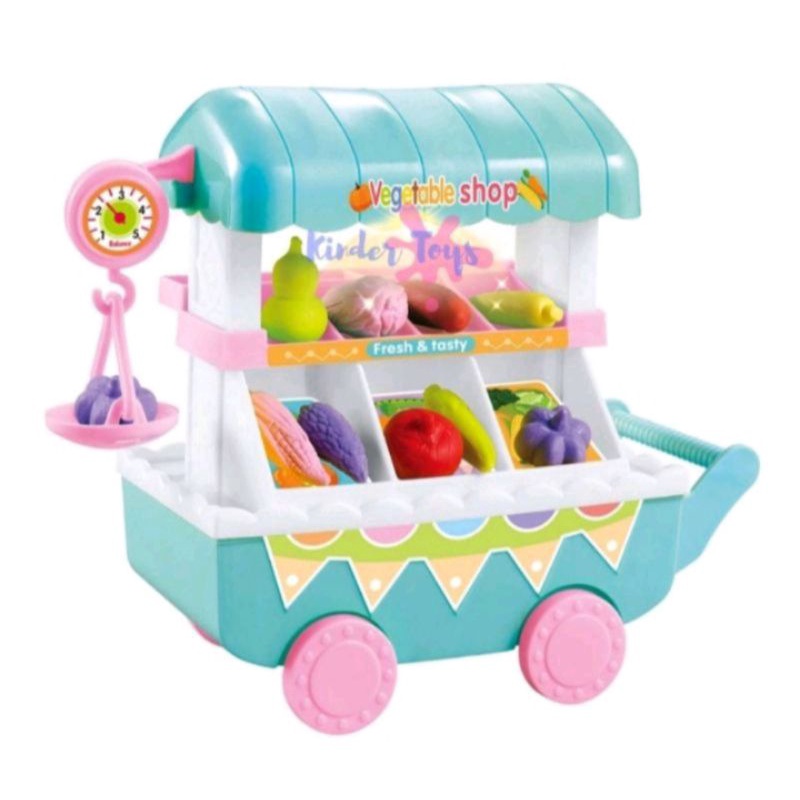 Mainan Gerobak Buah Sayur Es krim Troli Jualan Ice Cream Troly