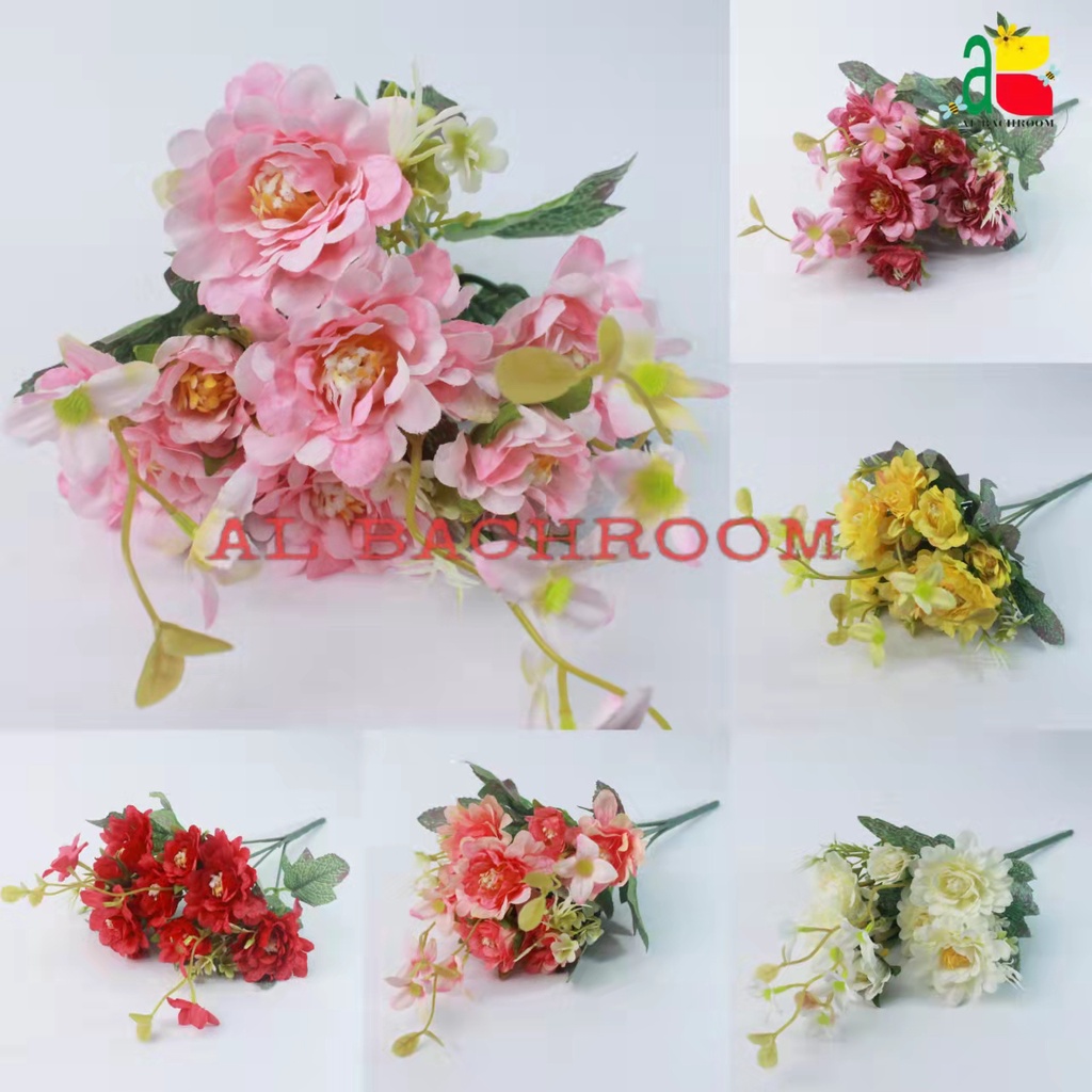 BUNGA PLASTIK PEONY CINA B8163 BUNGA ARTIFICIAL DEKORASI WEDDING RUMAH