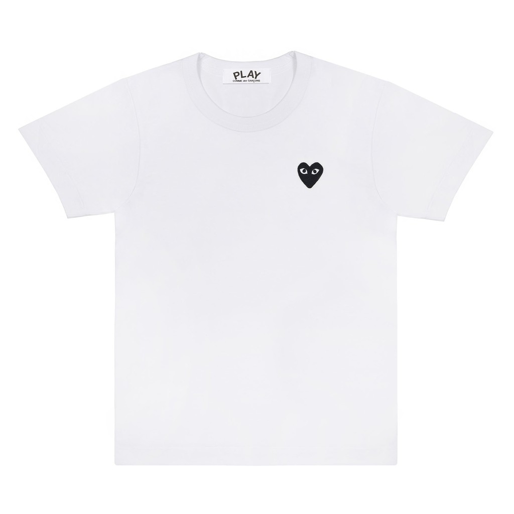 CDG Men Black Emblem Tee White 100% Authentic