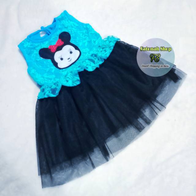 Dress anak cewek lucu 1 2 tahun tutu hitam baju anak perempuan ( tsum-tsum)