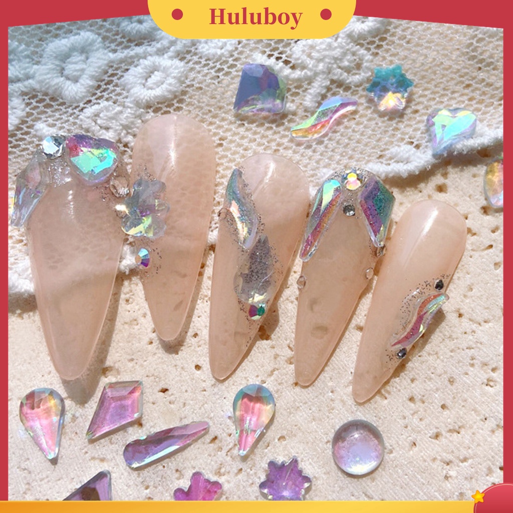 Huluboy Huluboy♡ 1 Kotak 12 Grids Glitter Bahan Resin Untuk Dekorasi Manicure