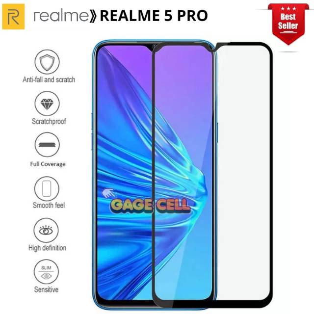 TEMPERED GLASS 9D REALME 5 PRO FULL SCREEN PROTECTOR - TG ANTI GORES REALME 5 PRO FULL LAYAR PREMIUM