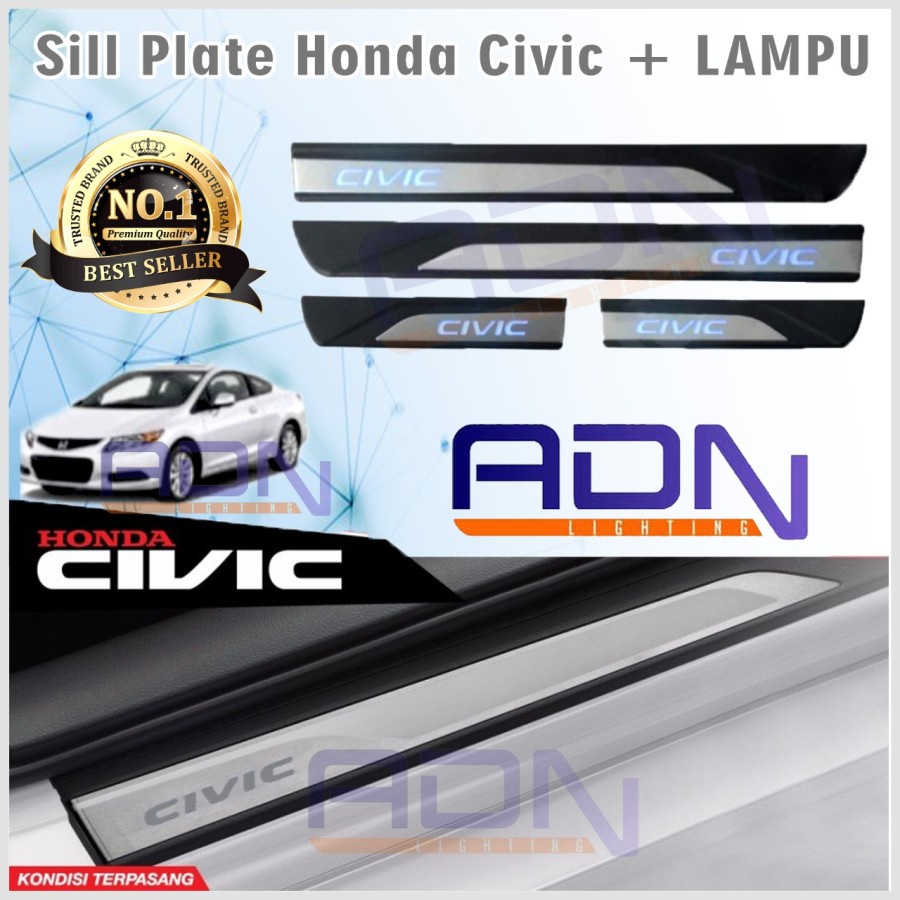 SILLPLATE SILL SAMPING HONDA CIVIC  Nyala LAMPU BIRU LED ADN