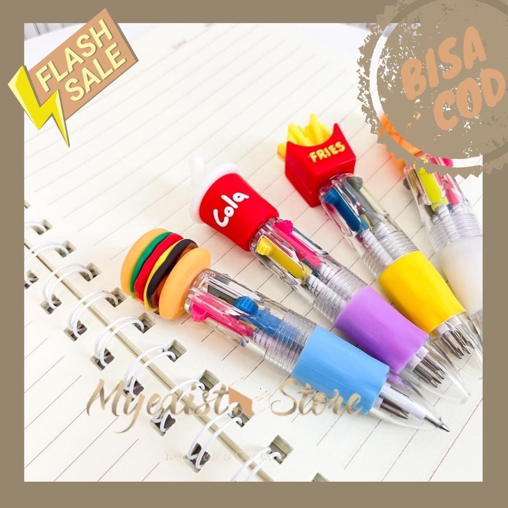 

pulpen 4 warna burger kola burger Cola Eskrim Icecream Fries kentang goreng Alat Tulis Kantor perlengkapan sekolah kado unik lucu murah grosir ready jakarta bisa cod -IVN492
