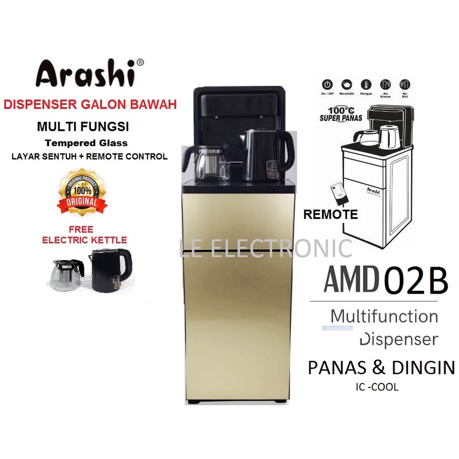 ARASHI AMD02BC DISPENSER GALON BAWAH–ELEKTRIK MULTI FUNGSI-IC COOL-PANAS DAN DINGIN