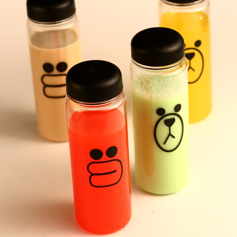 KUP - COD MURAH BOTOL MINUM SMILE - BOTTLE KARAKTER LINE POUCH WARNA