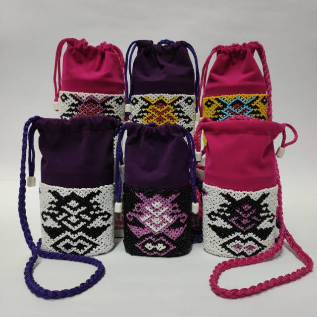 Tas Selempang Wanita Serut Mini Manik Etnik Kalimantan / Tas Serut / Tas Mini