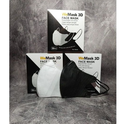 1 Box Isi 50Pcs Masker Duckbill Mix Warna Garis Tebel Hitam Putih Mix Warna