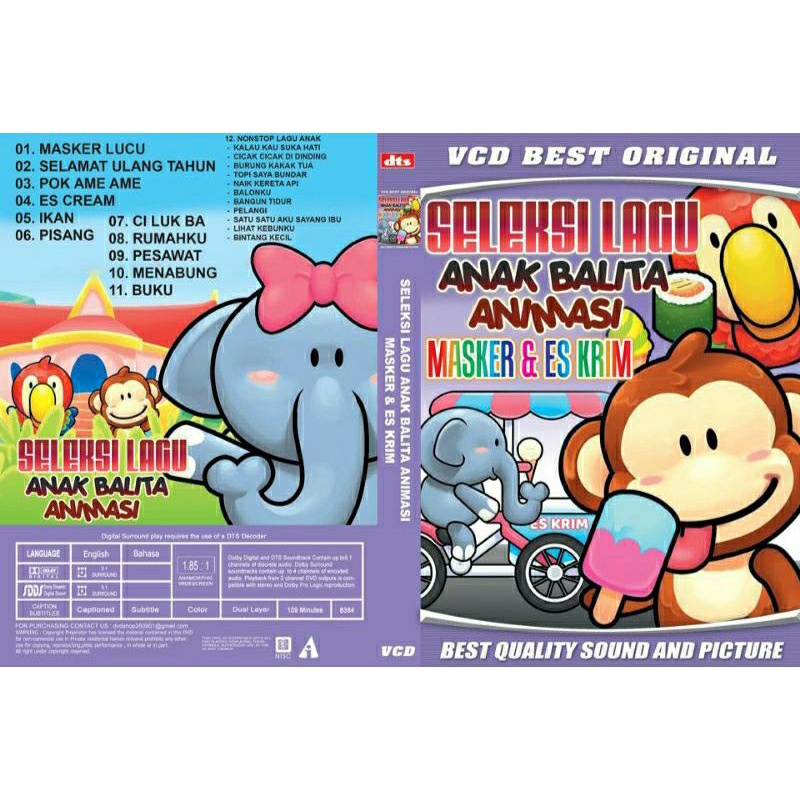 KASET LAGU ANAK VCD SELEKSI LAGU ANAK BALITA ANIMASI