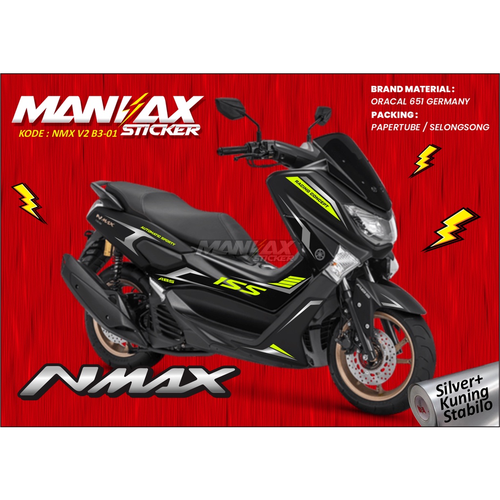 Striping Stiker Lis Body Motor Yamaha Nmax 2018-2019 - Cutting Sticker NMAX SILVER STABILO - V2