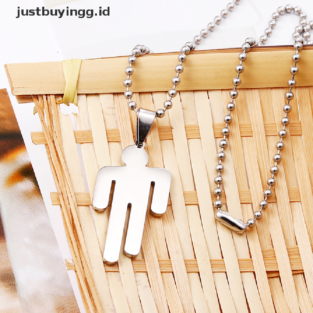 Kalung Rantai Liontin Billie Eilish Bentuk Bulat Bahan Stainless Steel Untuk Hadiah